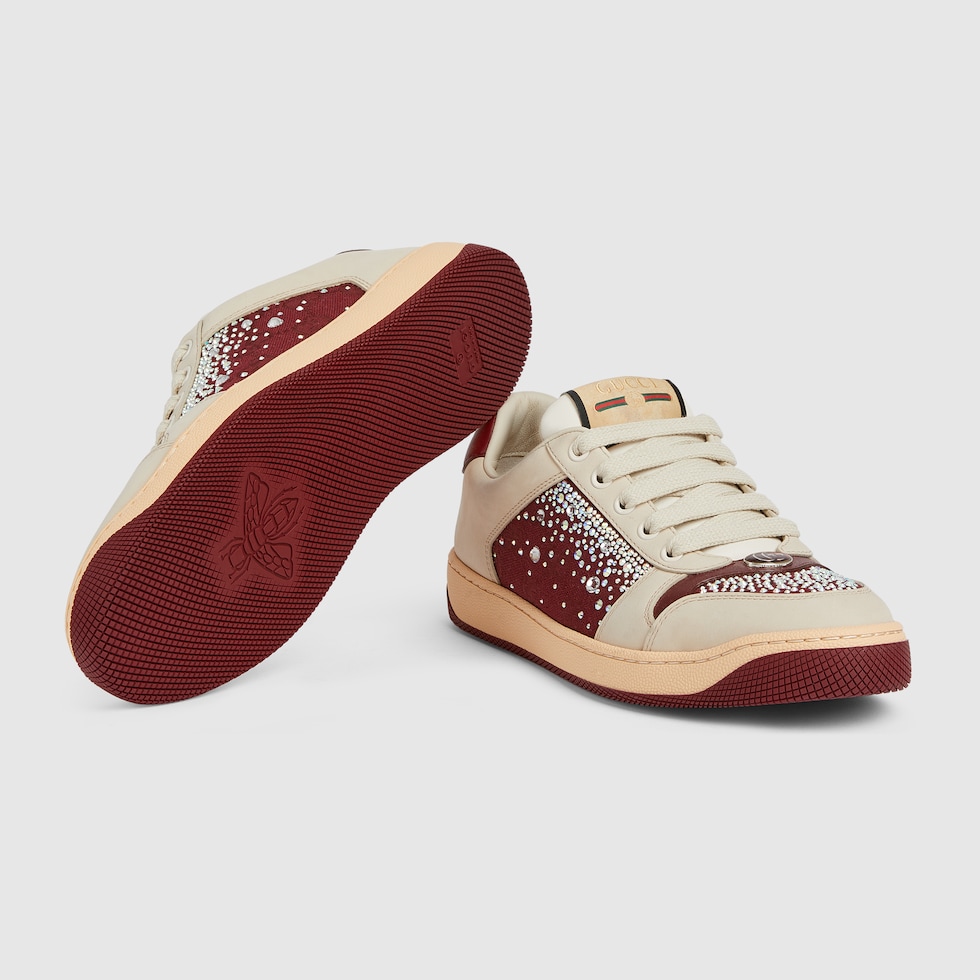 n.　ガール Women's GG crystal Screener sneaker in ivory leather | GUCCI® US