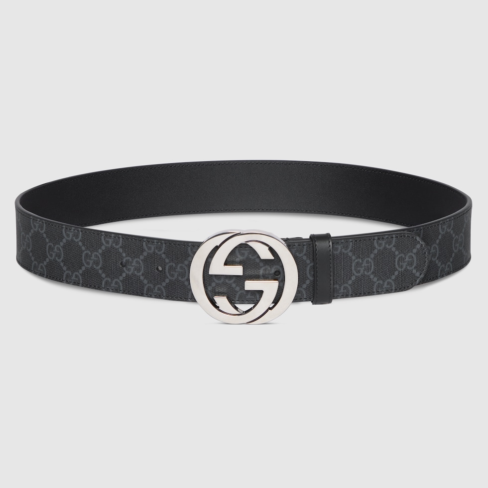 ベルト Gucci GG INTERLOCKING GG BUCKLE BELT GG Supreme Black And Grey Belt With G Buckle | GUCCI® TR