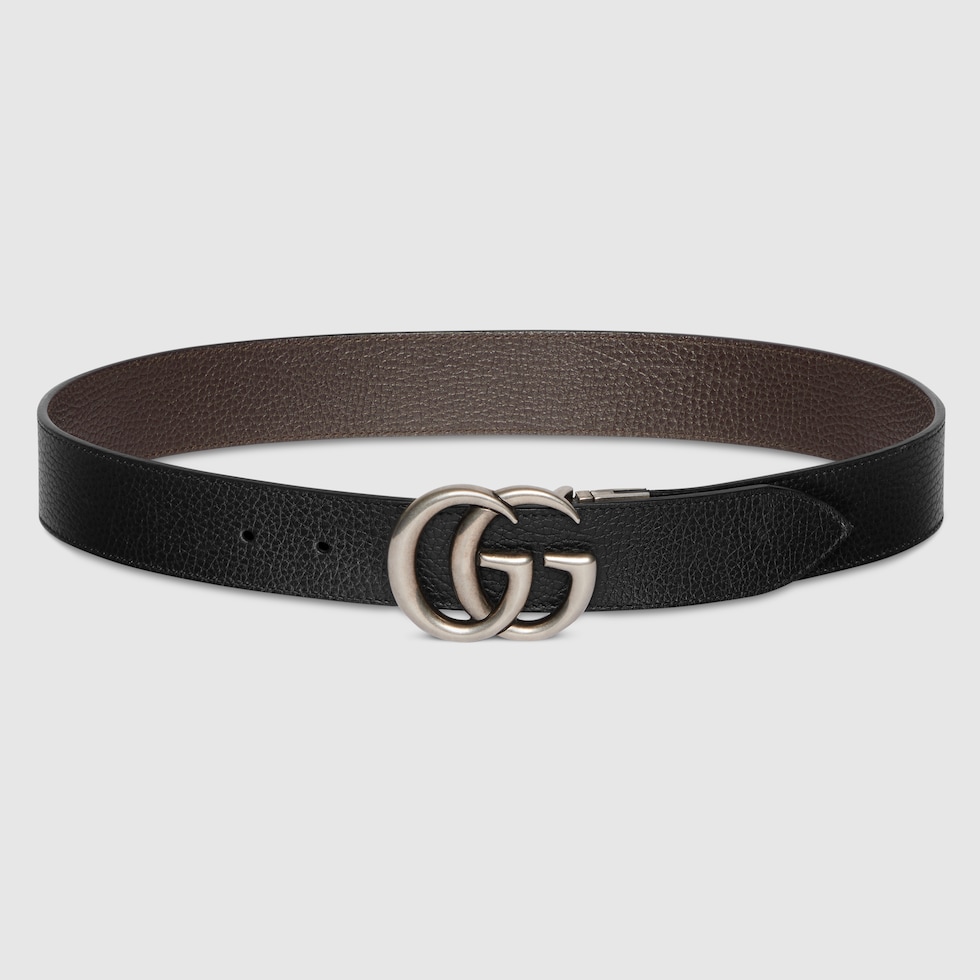 GUCCI 'GG Marmont’ belt GG Marmont reversible belt in black/brown leather | GUCCI® CA