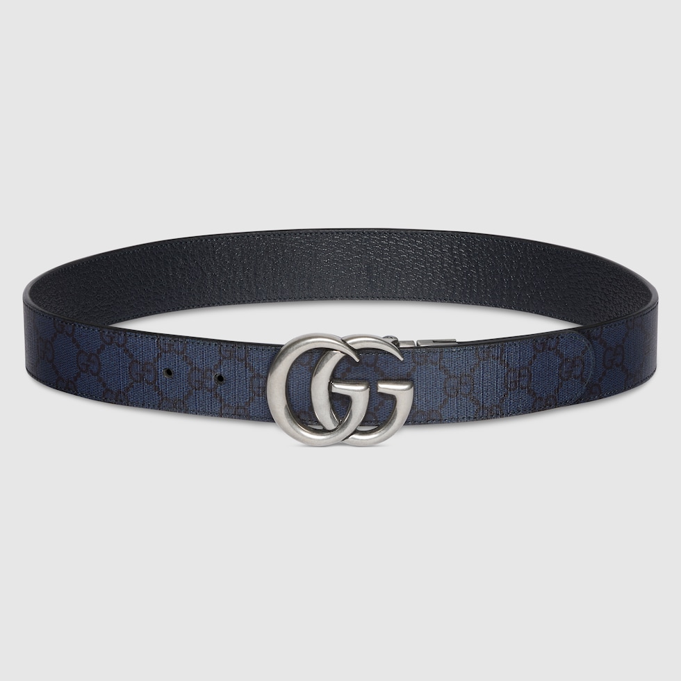 GG Marmont reversible belt in blue and dark blue Supreme