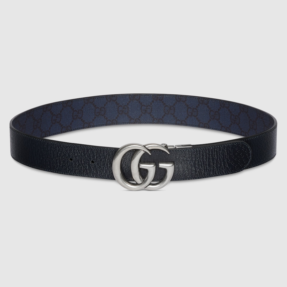 【関税＆送料込み】Gucci Gg Marmont Reversible Belt GG Marmont reversible belt in beige and blue GG Supreme