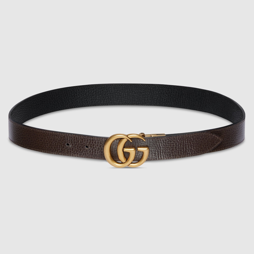 【GUCCI】グッチ　GGマーモント スリムベルト リバーシブル GGマーモント〕リバーシブル スリムベルト ・ホワイト レザー
