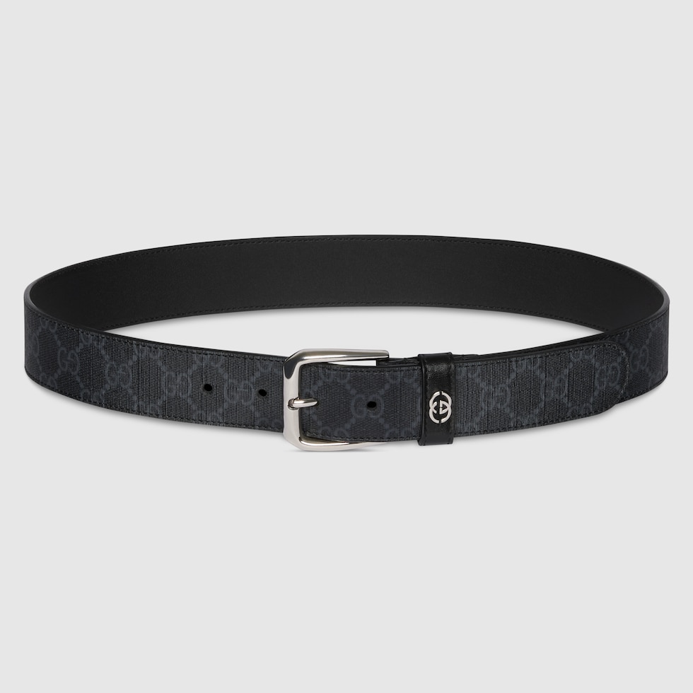 Belt with Interlocking G detail in black Supreme | GUCCI® US