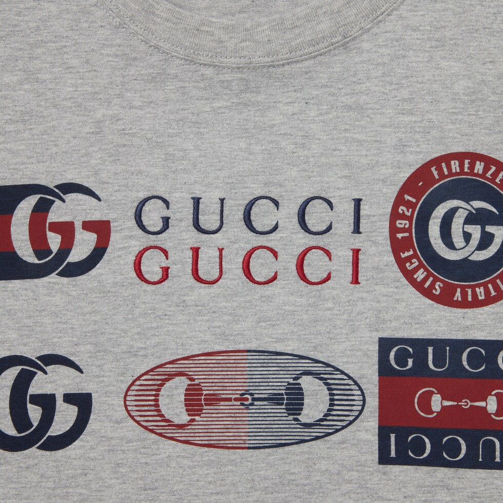 コットンジャージー プリント Tシャツライトグレー | GUCCI公式