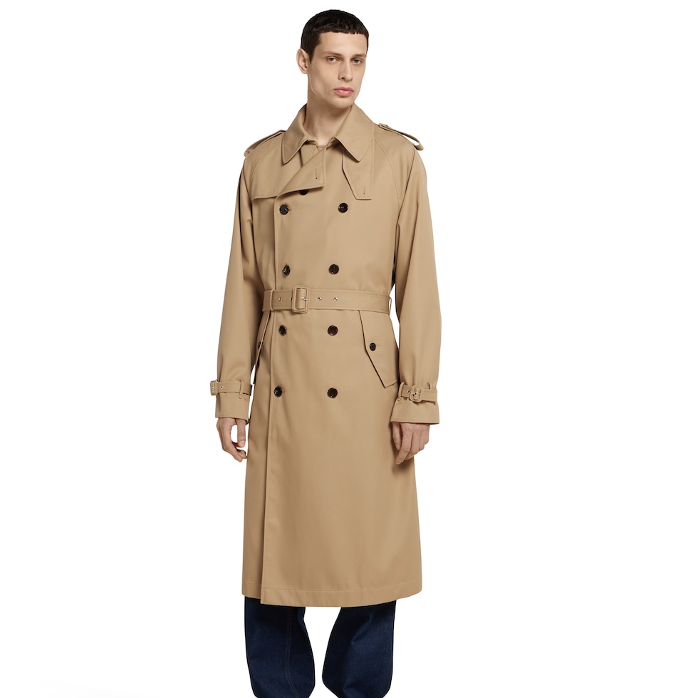 Gucci グッチ　カメル　トレンチコート 50サイズ Cotton gabardine trench coat in beige | GUCCI® US