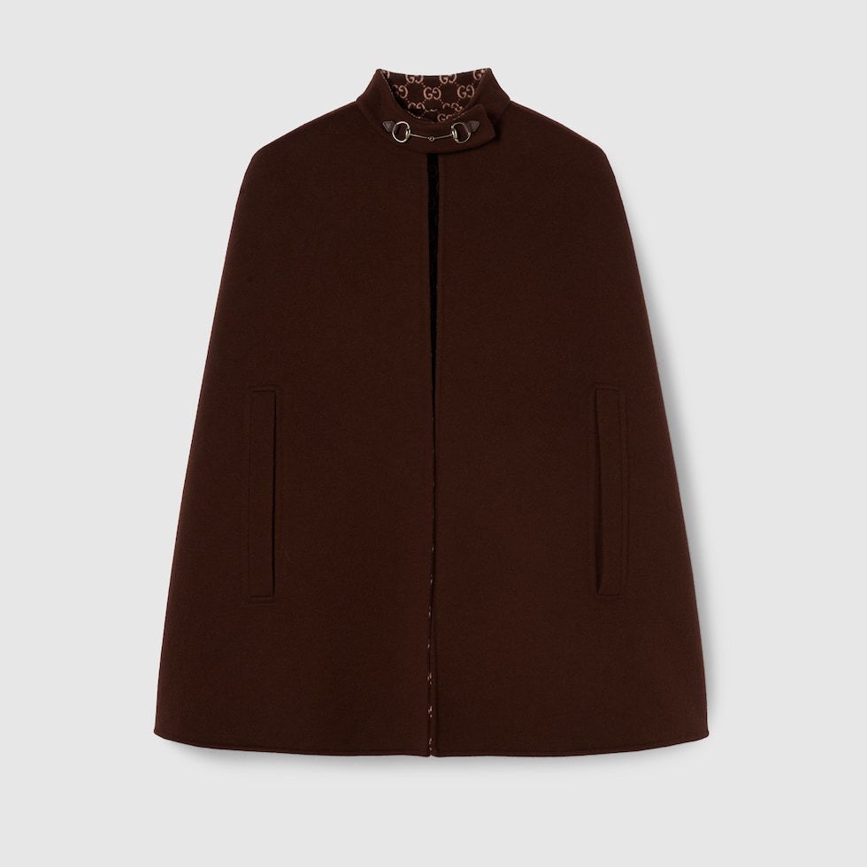 24AW new/GUCCI ホースビットウールとシルクのケープ Cape Black 24AW new/GUCCI ホースビットウールとシルクのケープ Cape Black