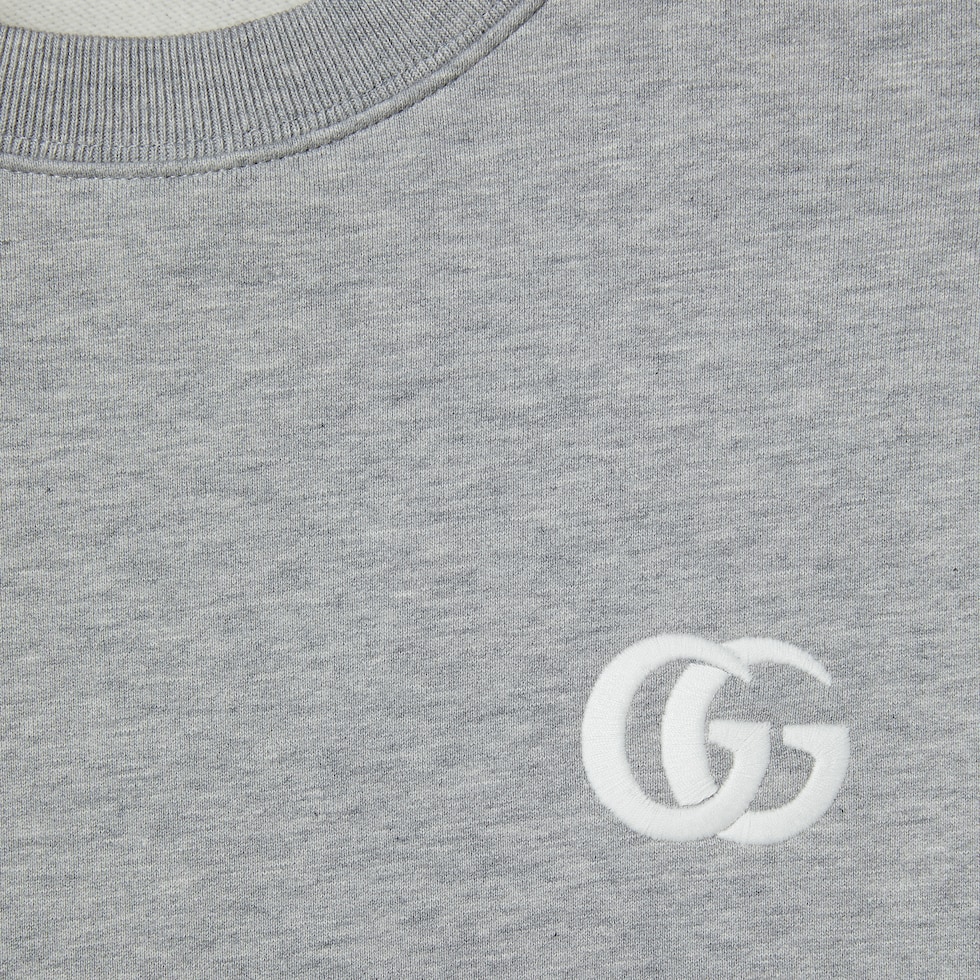 Cotton jersey sweatshirt with embroidery in grey | GUCCI® US