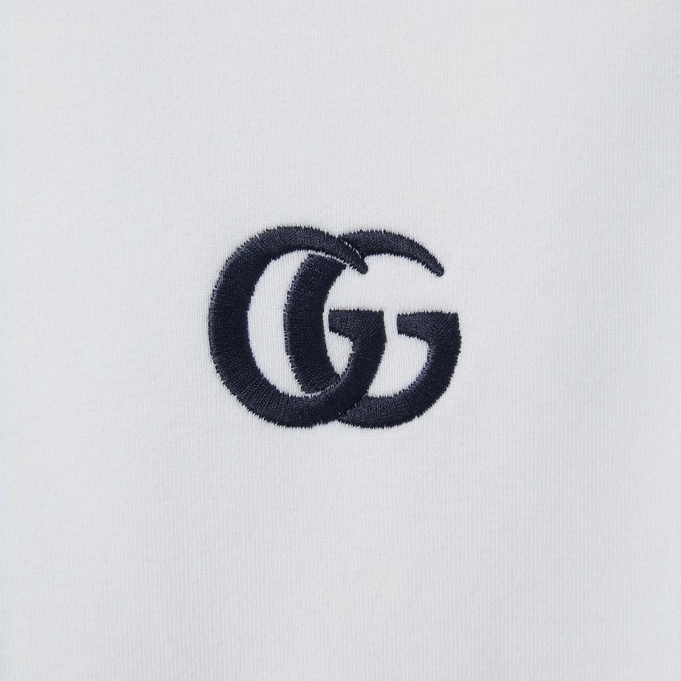 Cotton jersey hooded sweatshirt with embroidery in white | GUCCI® US