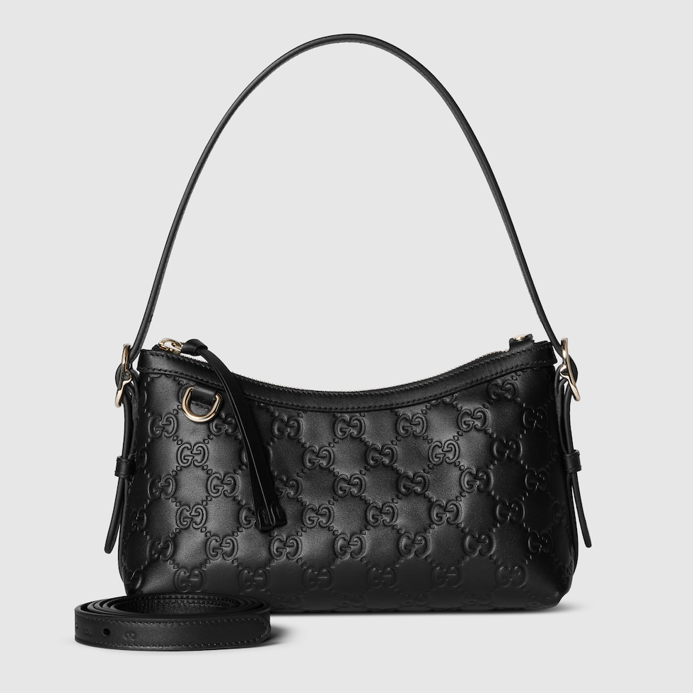 美品✨ GUCCI ショルダーバッグ 黒 ナイロン×レザー フラップ ロゴ型押し shop-takashimaya7_tk21b0223007