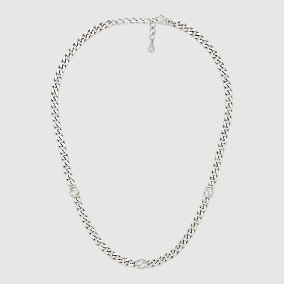 アクセサリー GUCCI silver necklace Gucci Interlocking necklace in 925 sterling silver | GUCCI® US