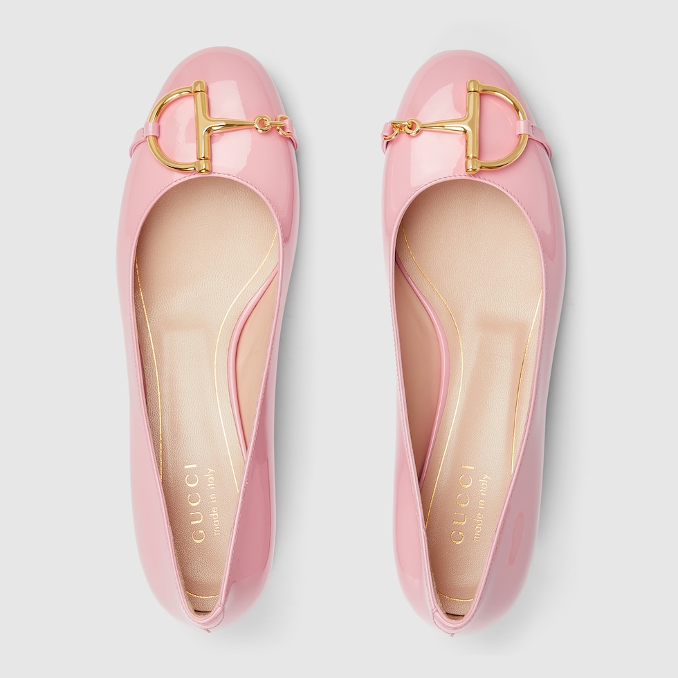 未使用 GUCCI GG レザービジュー フラットシューズ ピンク 35 1/2 GUCCI - 美品 グッチ GUCCI ローファー ホースビット エナメル