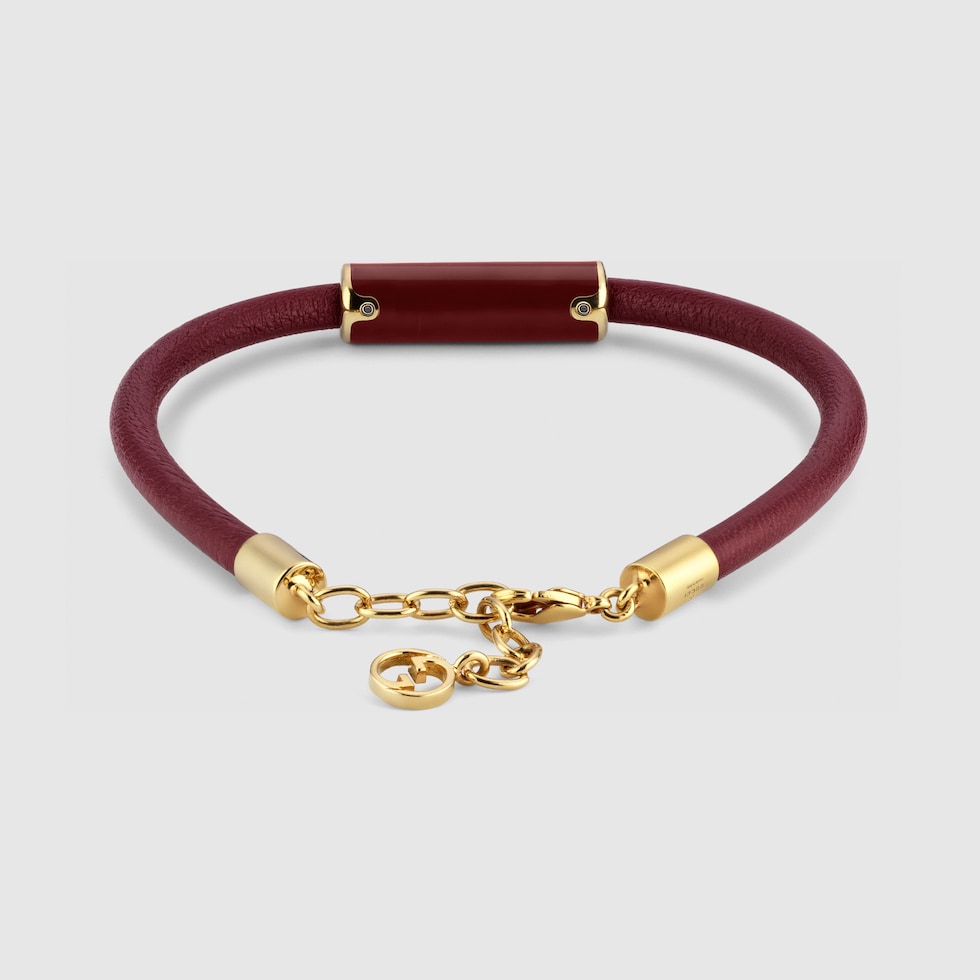 Bracelet with enamel Gucci in Rosso Ancora red leather
