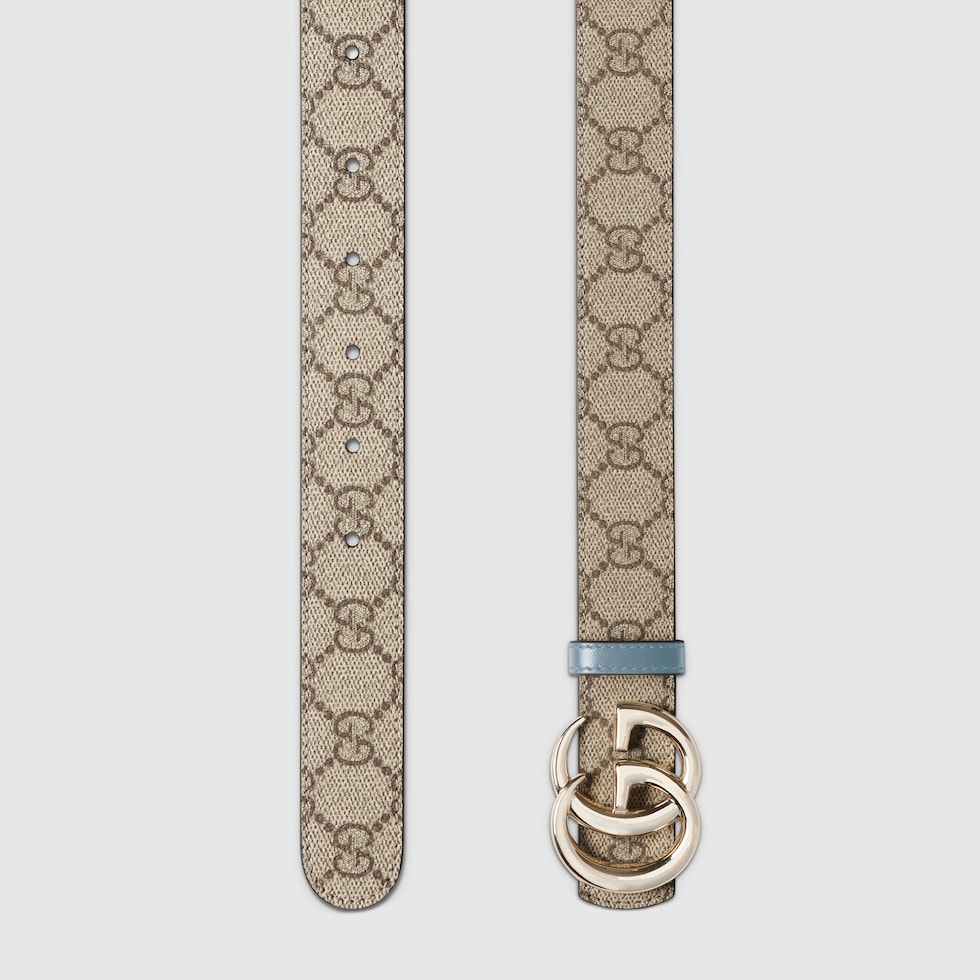Reversible GG Marmont belt in beige GG Supreme and light
