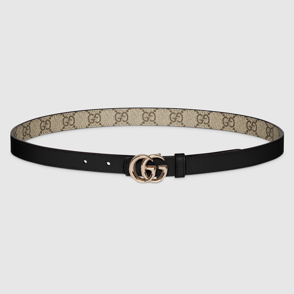 GUCCI ピンクベージュ ダブルGバックル ベルト　マーモント 70から80 ダブルG リバーシブル スリムベルト ・ベージュ GGスプリーム