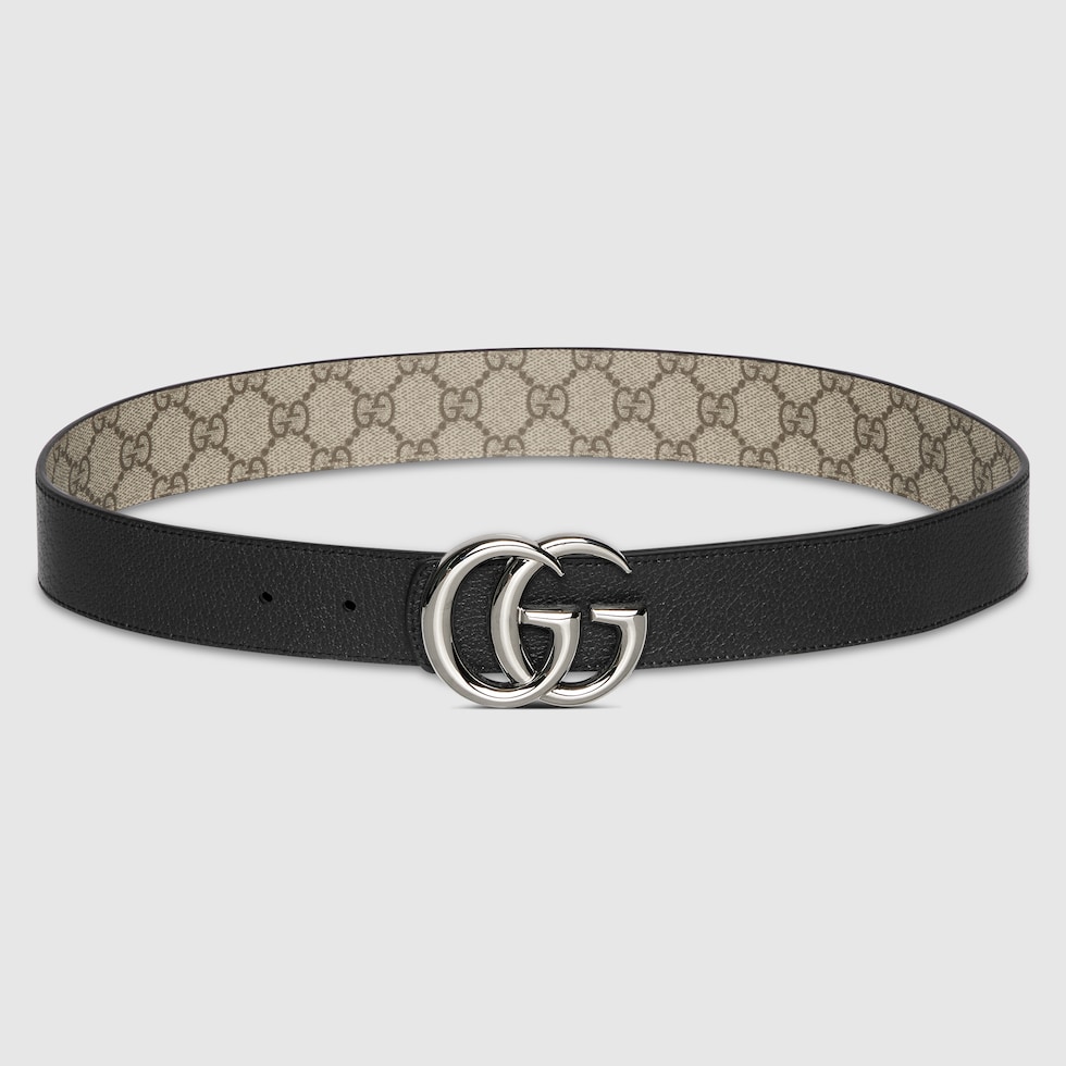 Reversible GG Marmont belt in black leather | GUCCI® US
