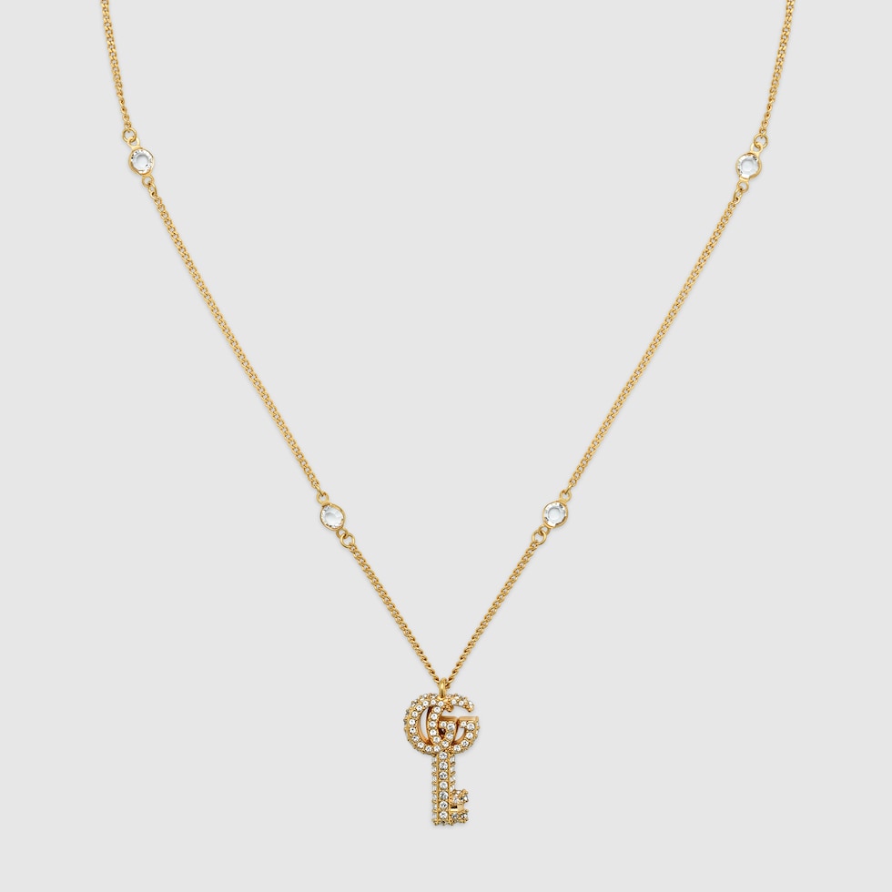 【美品】GUCCI ダブルG キー リング クリスタル ストーン 鍵 ゴールド GG Marmont key crystal ring in gold finish | GUCCI® US