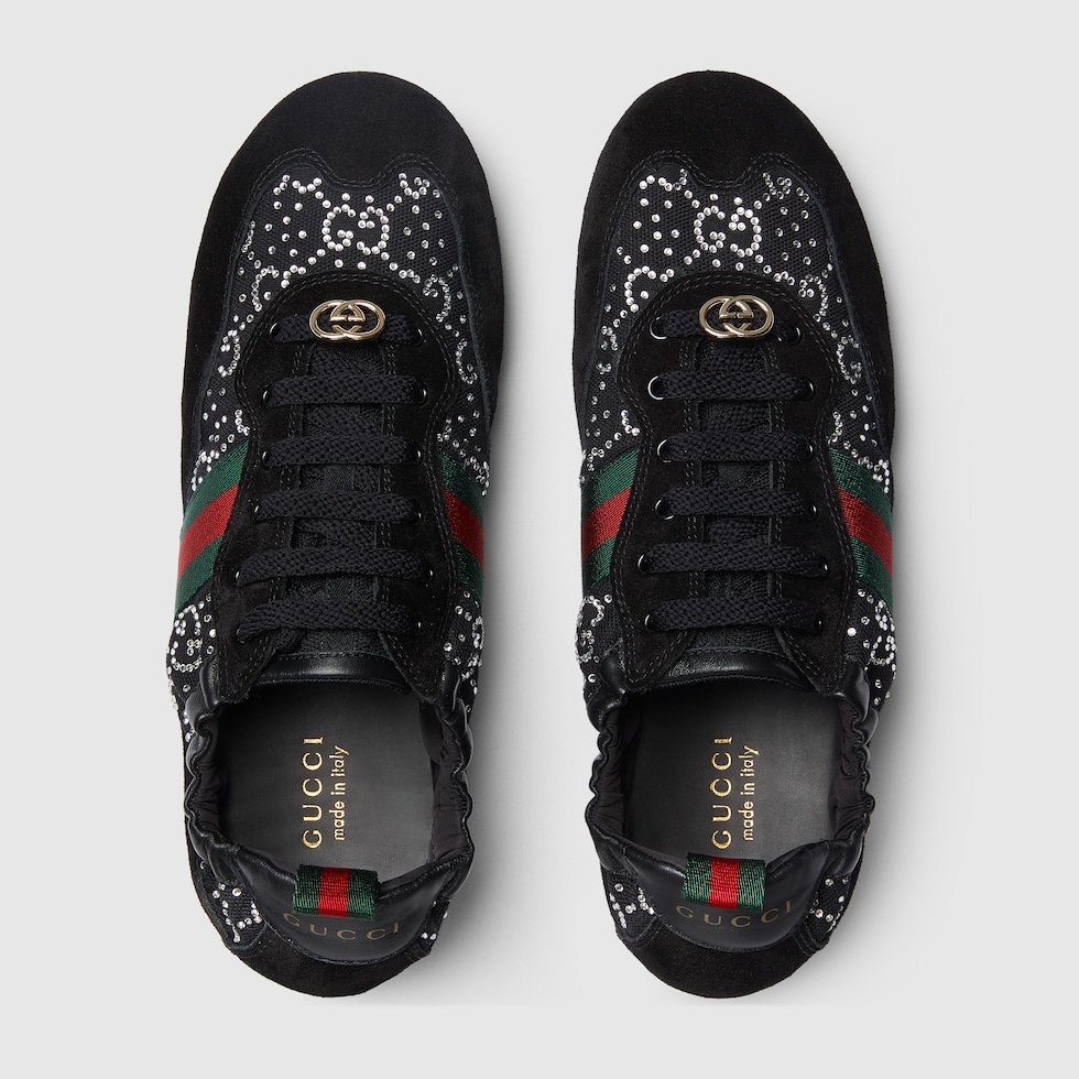 Women's Gucci Shift GG crystal sneaker in black mesh | GUCCI® US