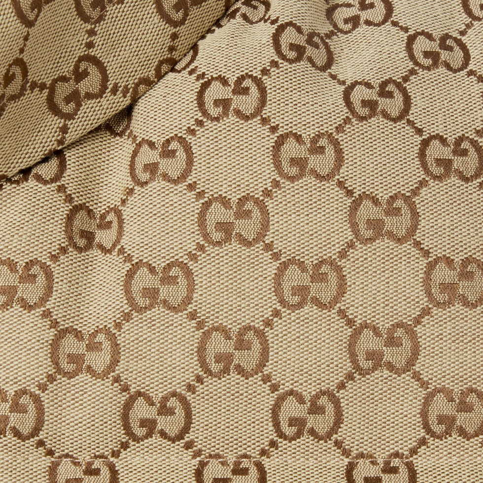 GG canvas down jacket in camel and dark brown | GUCCI® NL