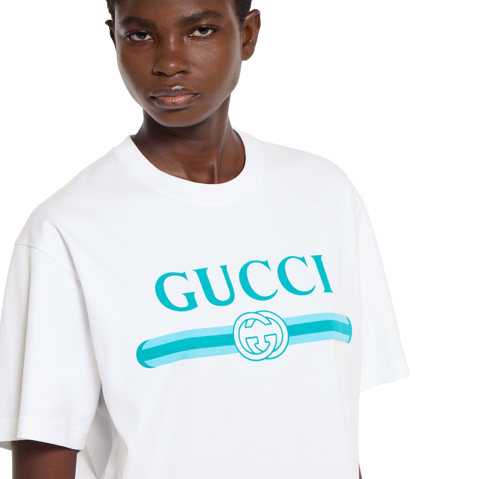 Soft cotton jersey T-shirt with print in white | GUCCI® US