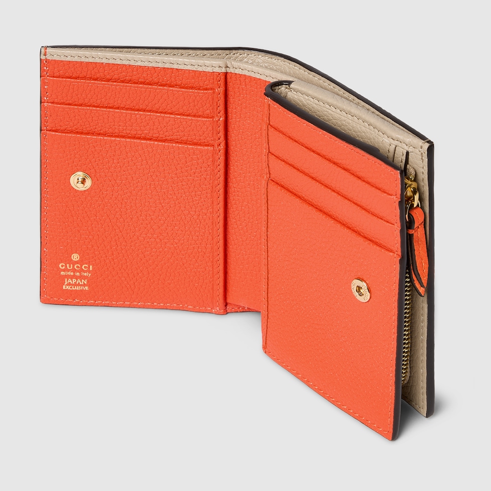 【美品】GUCCI 折り財布 オレンジ スエード 日本限定 ダブルG バイカラー スモールウォレットベージュ