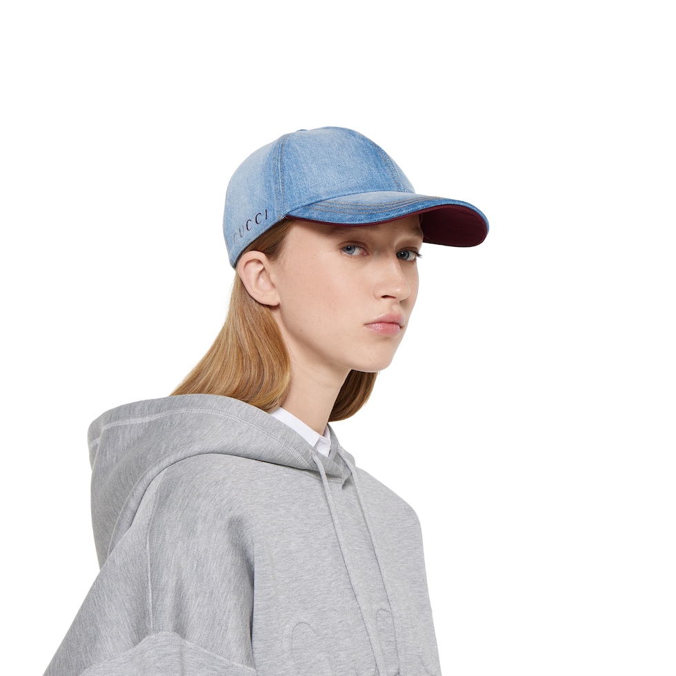 グッチ　デニム　キャップ Denim baseball hat with Double G in blue | GUCCI® US