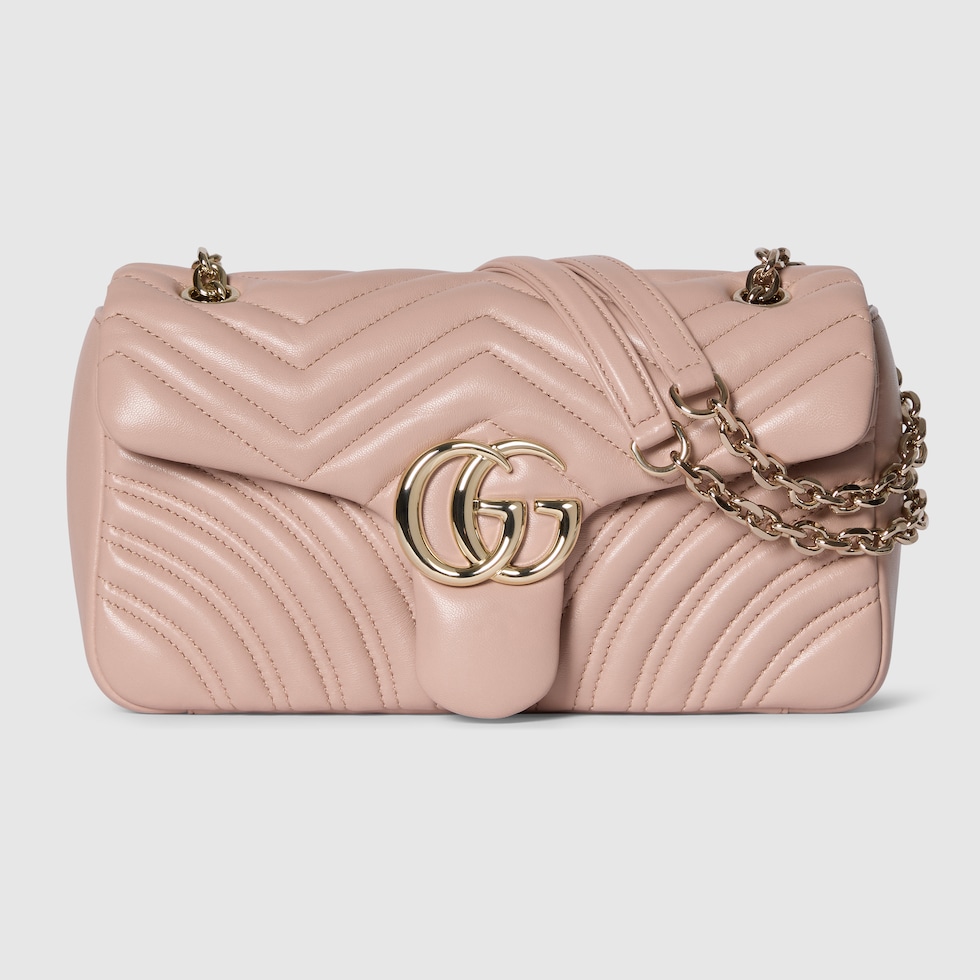 GG Marmont medium shoulder bag in pink beige leather | GUCCI® US