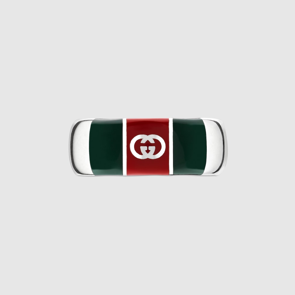 ウェブ ストライプ ディテール ワイドリング ・スターリングシルバー