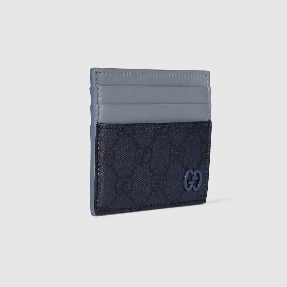 Dusty blue trim GG card case in dark blue GG Supreme | GUCCI® US
