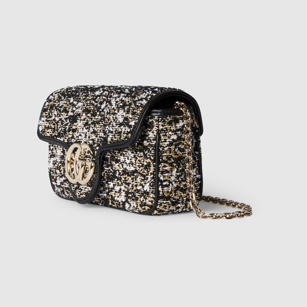 GG Marmont mini shoulder bag in black GG tweed | GUCCI® US