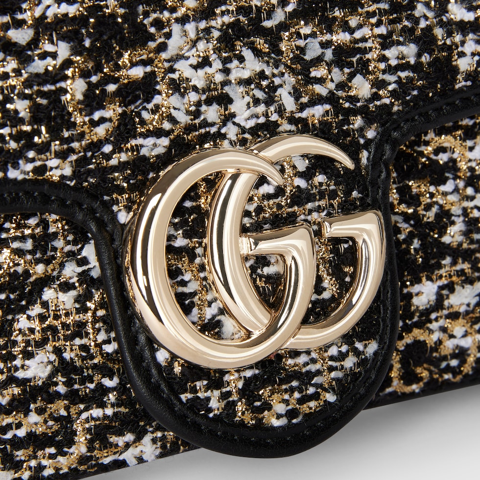 GG Marmont mini shoulder bag in black GG tweed | GUCCI® US