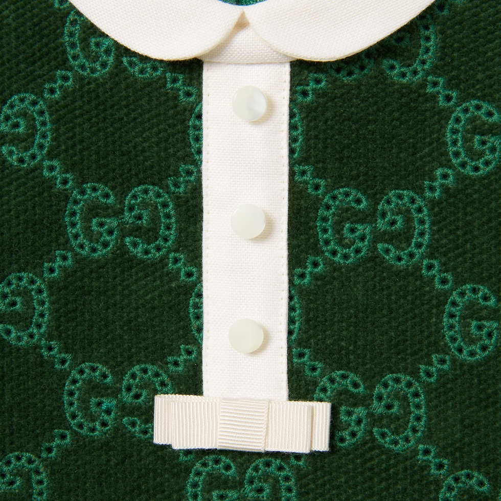 Baby GG cotton velvet dress in green | GUCCI US