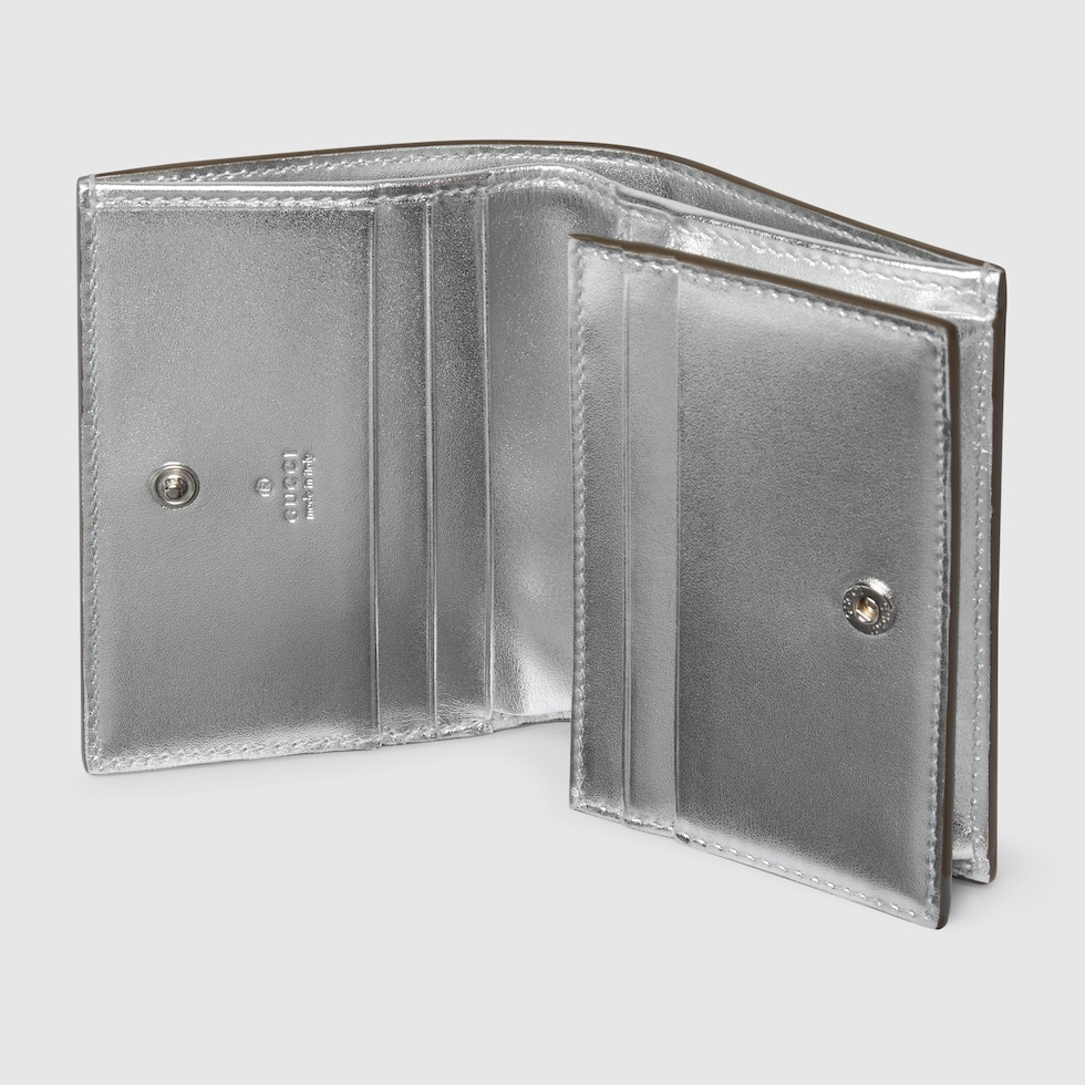 GG Marmont python small wallet in metallic silver | GUCCI® DE