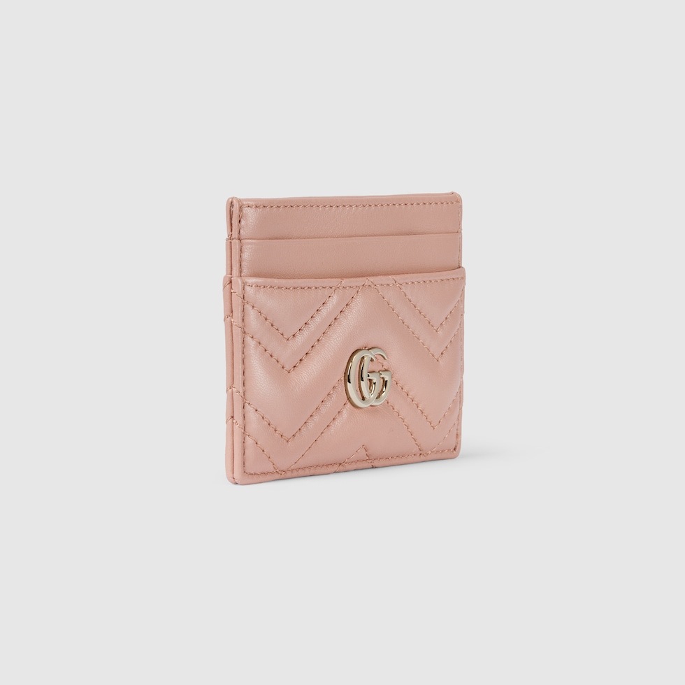 GG Marmont card case in pink beige leather | GUCCI® US