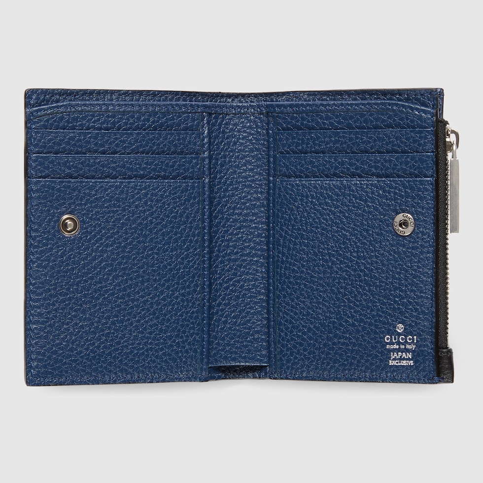 日本限定 コインウォレット ブルー インテリア ・ブラック レザー