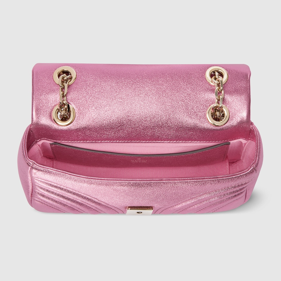 GGマーモント〕スモール ショルダーバッグ ・ブライトピンク ラメ