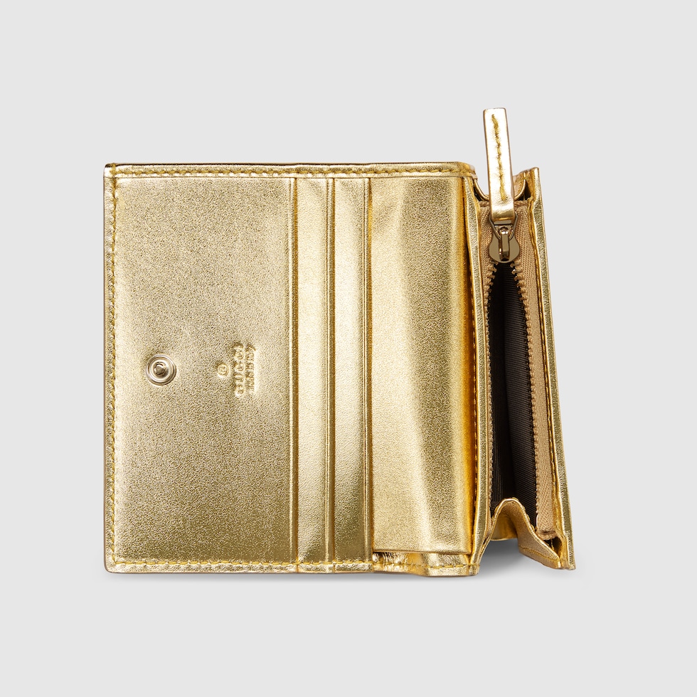 さんぷる ダブルG パイソン スモールウォレット ・メタリックゴールド | GUCCI公式