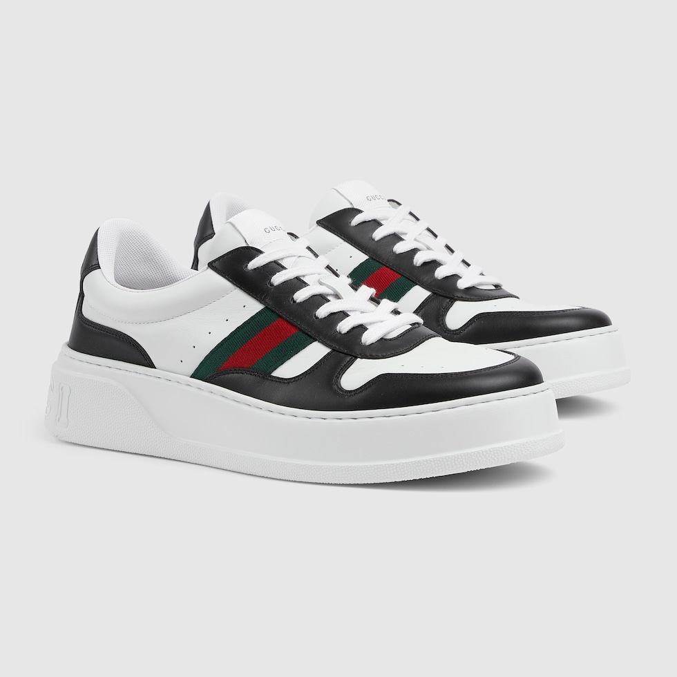 メンズ チャンキースニーカー ・ブラック＆ホワイト レザー | GUCCI公式