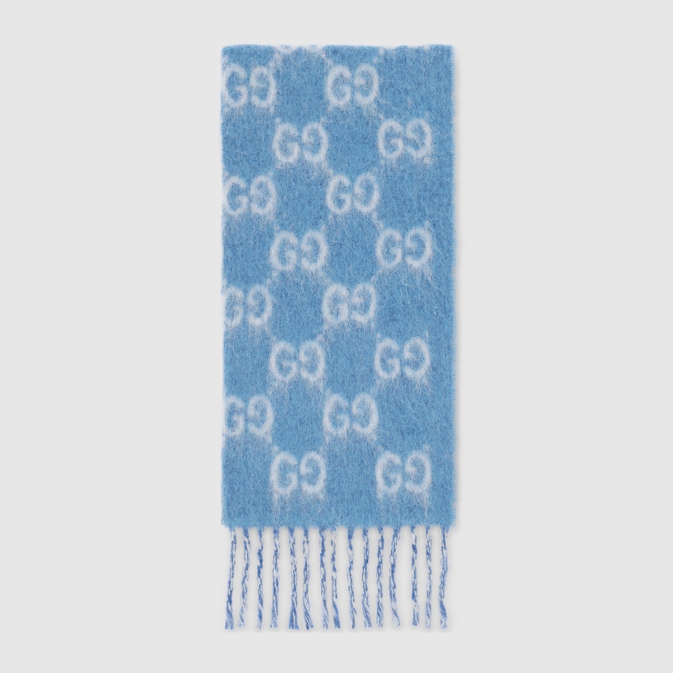 GG alpaca wool blend scarf in blue and light blue | GUCCI® US