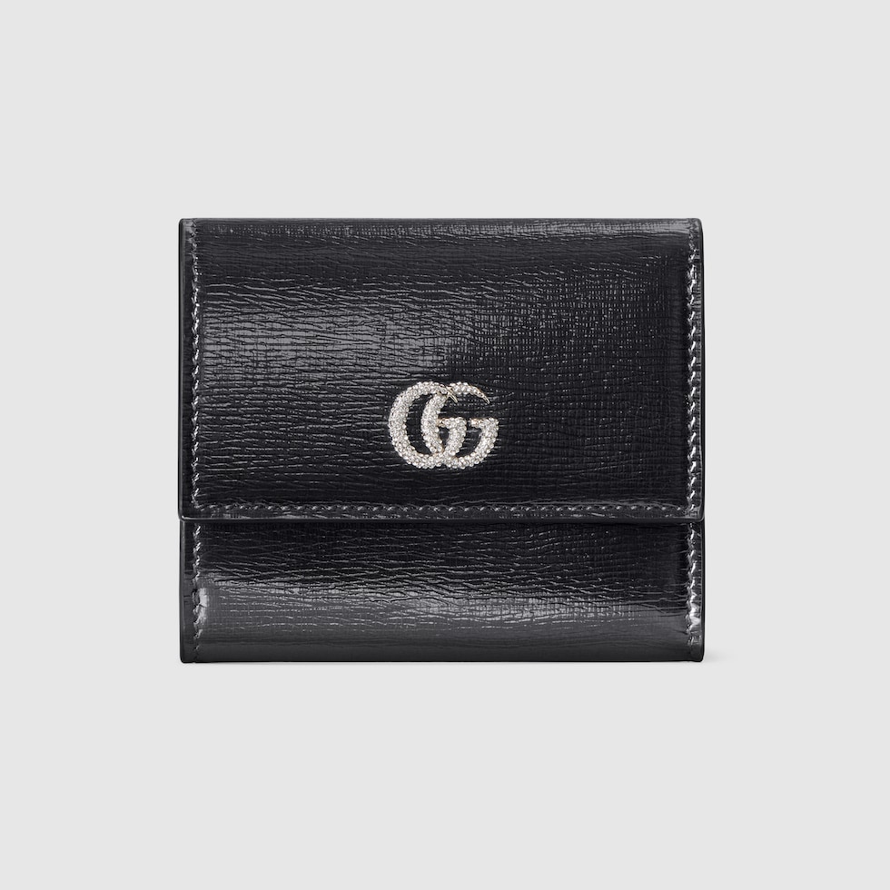 ダブルG バイカラー ミニ ウォレット ・シルバー パテントレザー