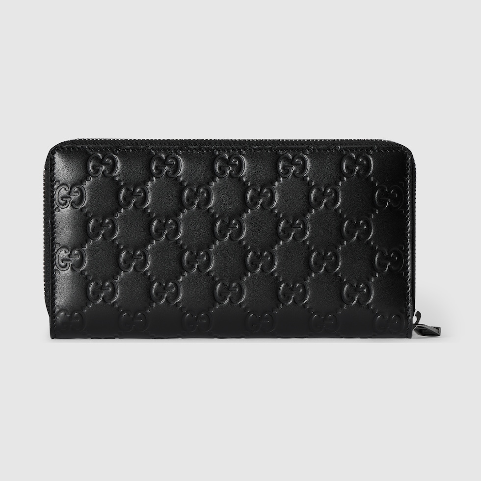 GGエンブレム〕ジップアラウンドウォレット ・ブラック GGレザー
