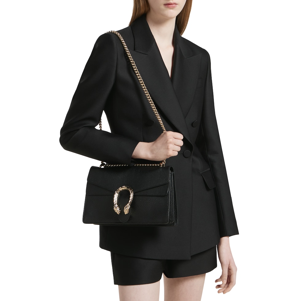Dionysus medium shoulder bag in black leather | GUCCI® US