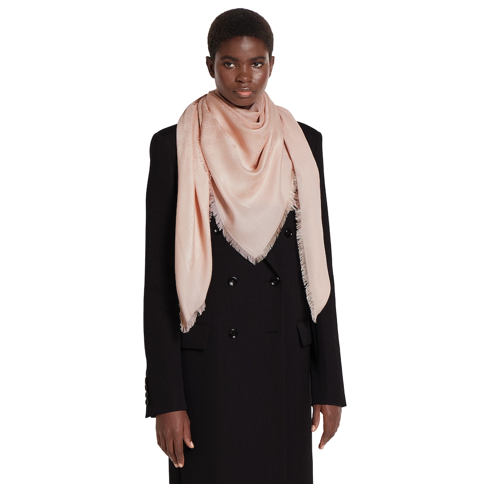 GG cotton silk jacquard shawl in light pink | GUCCI® US