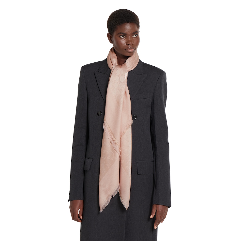 GG cotton silk jacquard shawl in light pink | GUCCI® US