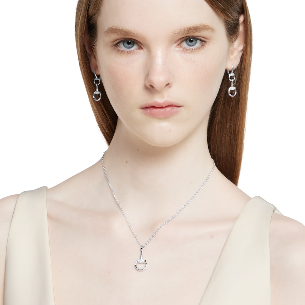 ホースビット〕18K ダイヤモンド ネックレス ・18K ホワイトゴールド