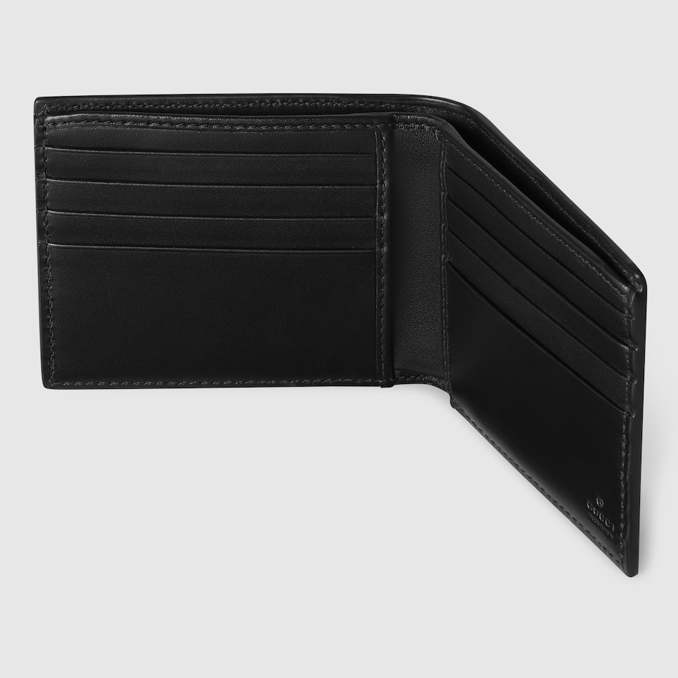 GG Emblem bi-fold wallet in black GG leather | GUCCI® US