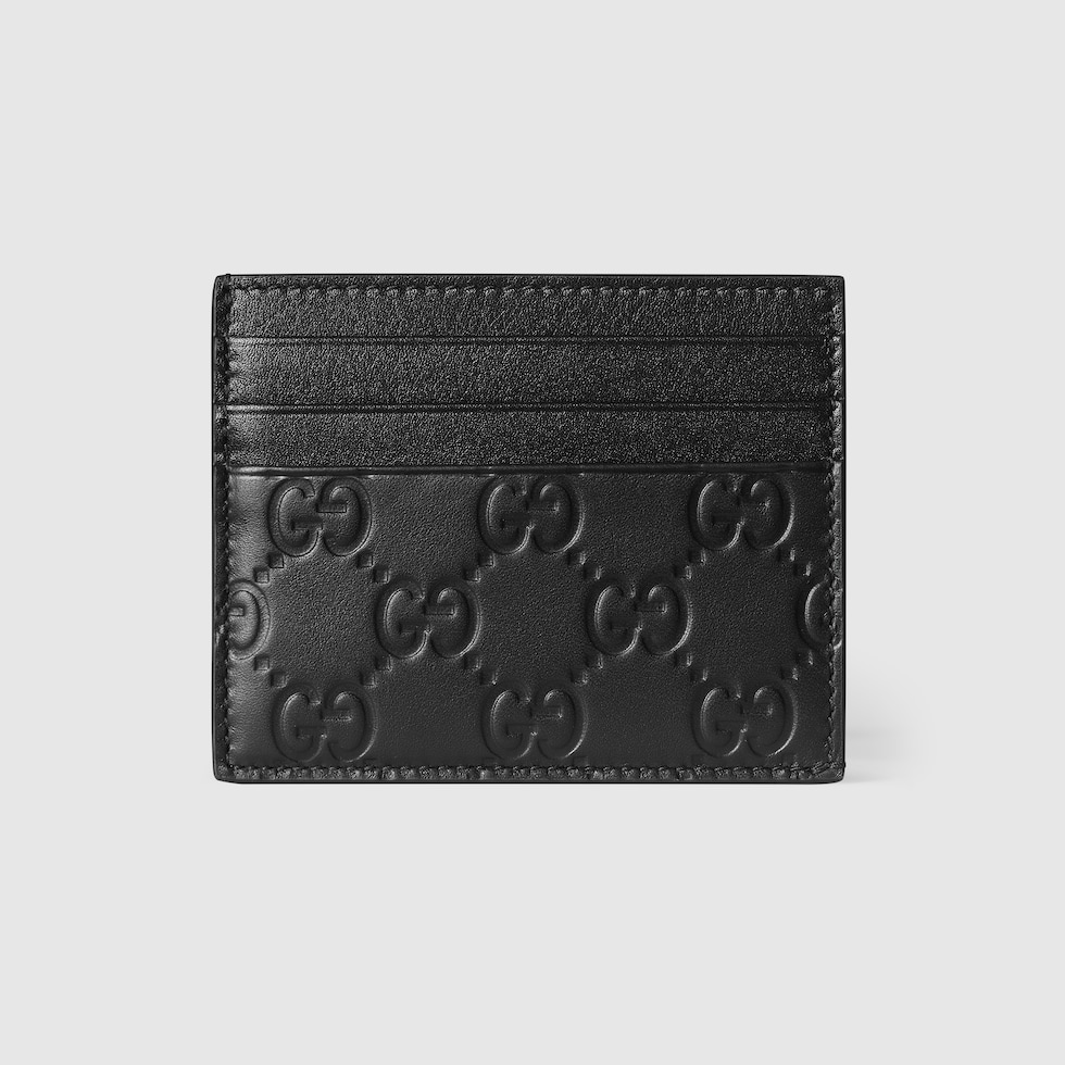 GUCCI ブラック GGパターン ケース GG Emblem card case in black GG leather | GUCCI® US