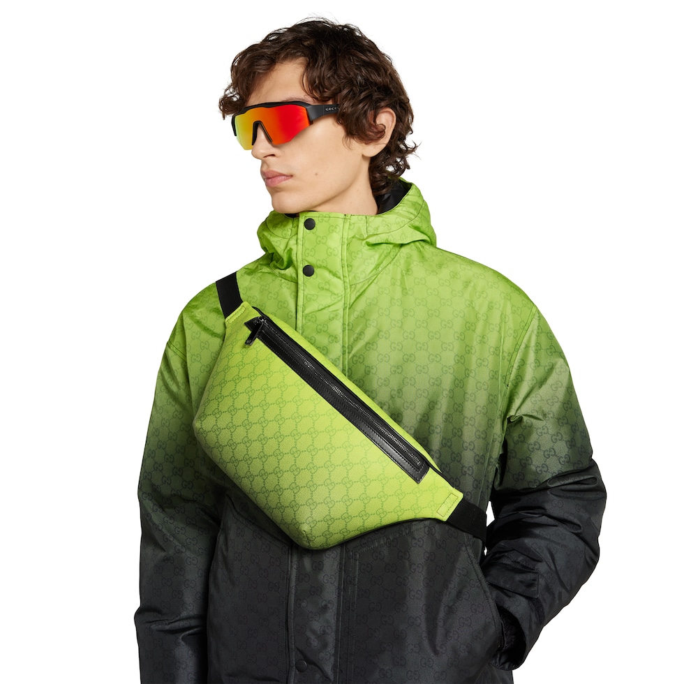 グッチ クロマ〕ラージ ベルトバッグ ・ライム＆ブラック ファブリック