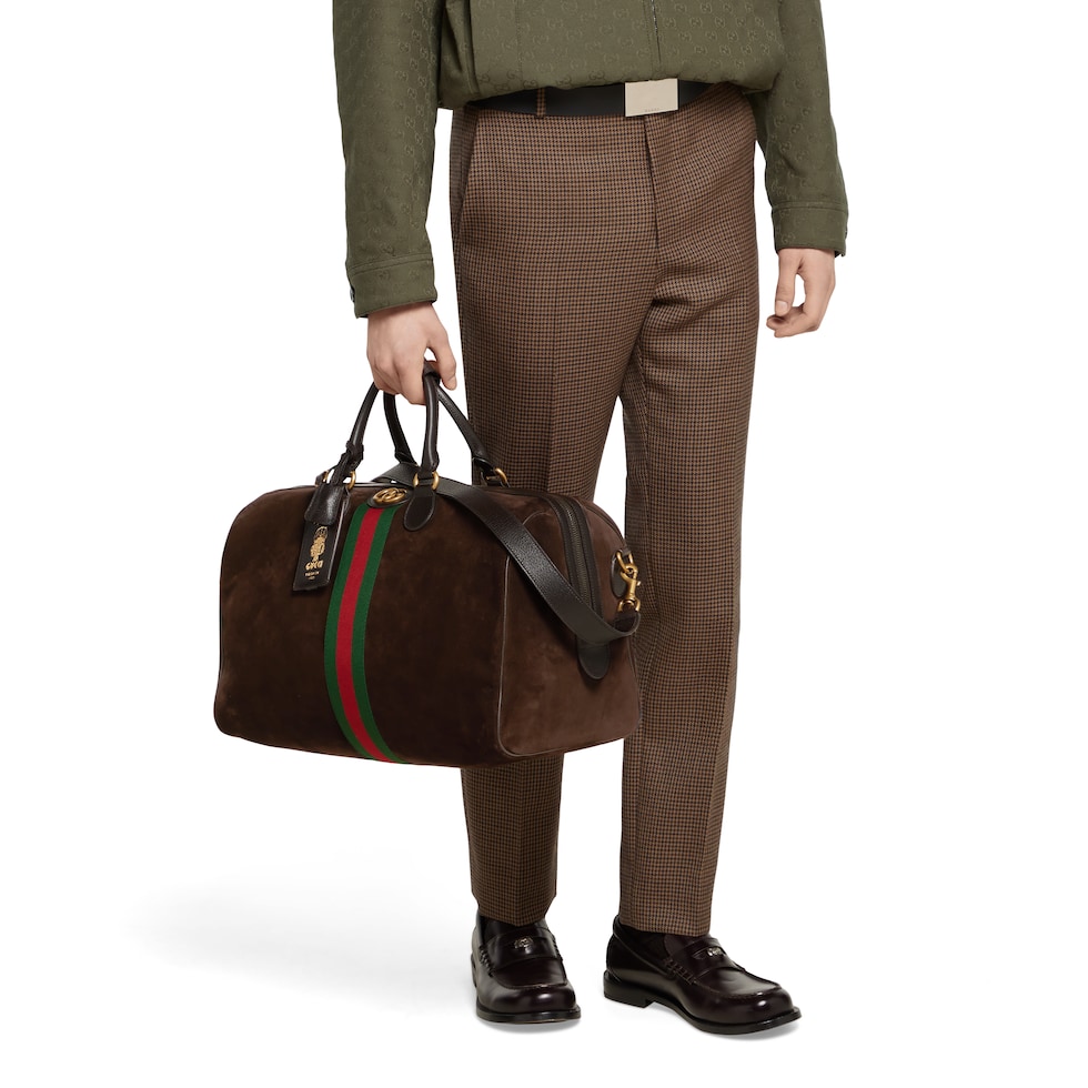Gucci Savoy〕ミディアム ダッフルバッグ ・ダークブラウン スエード