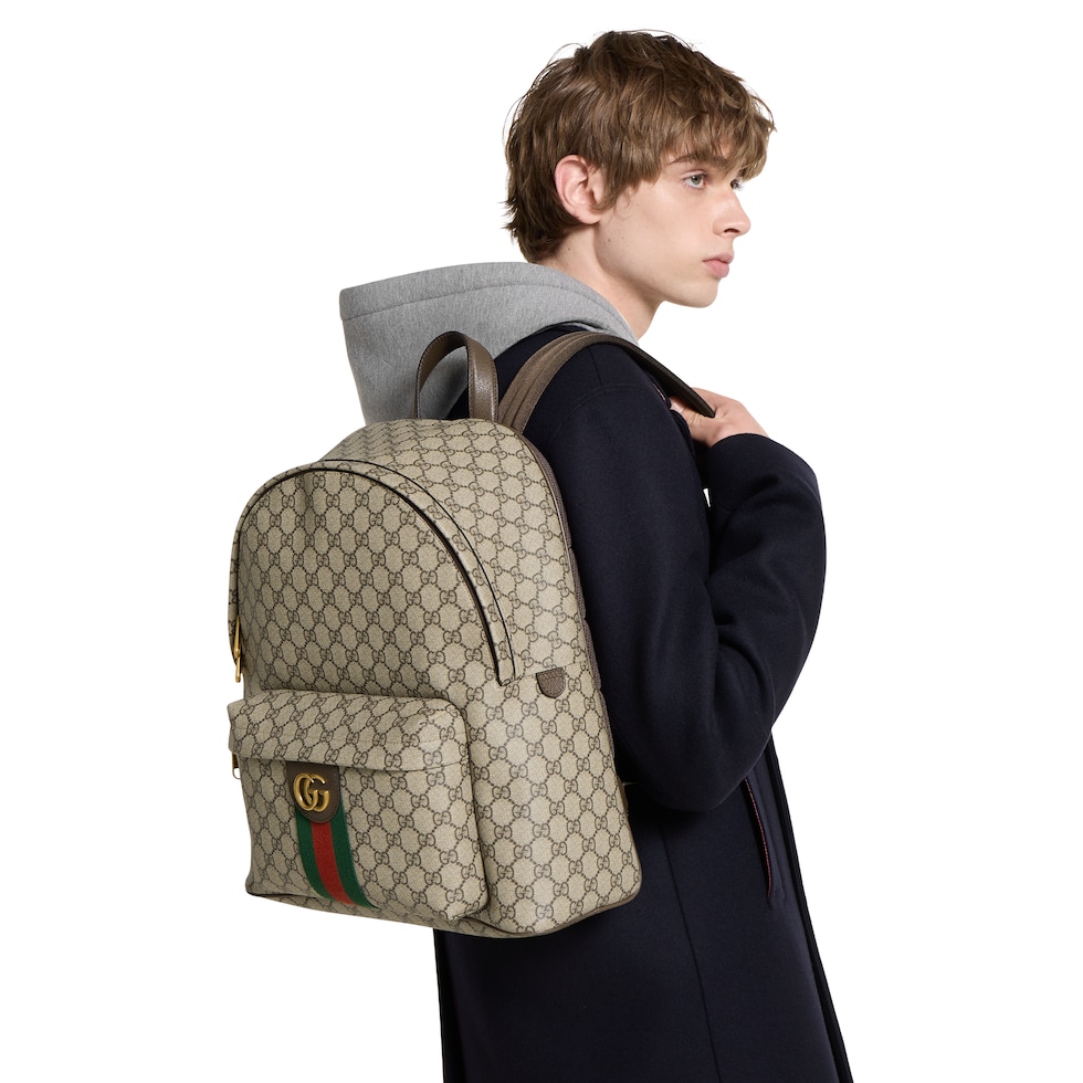 オフィディア〕ミディアム バックパック ・ベージュ＆ダークブラウン