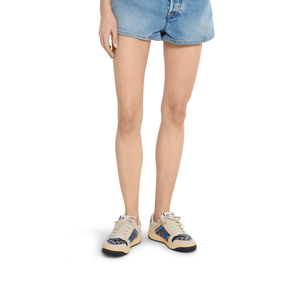 ⭐︎⭐︎⭐︎ Women's GG crystal Screener sneaker in beige and dark blue